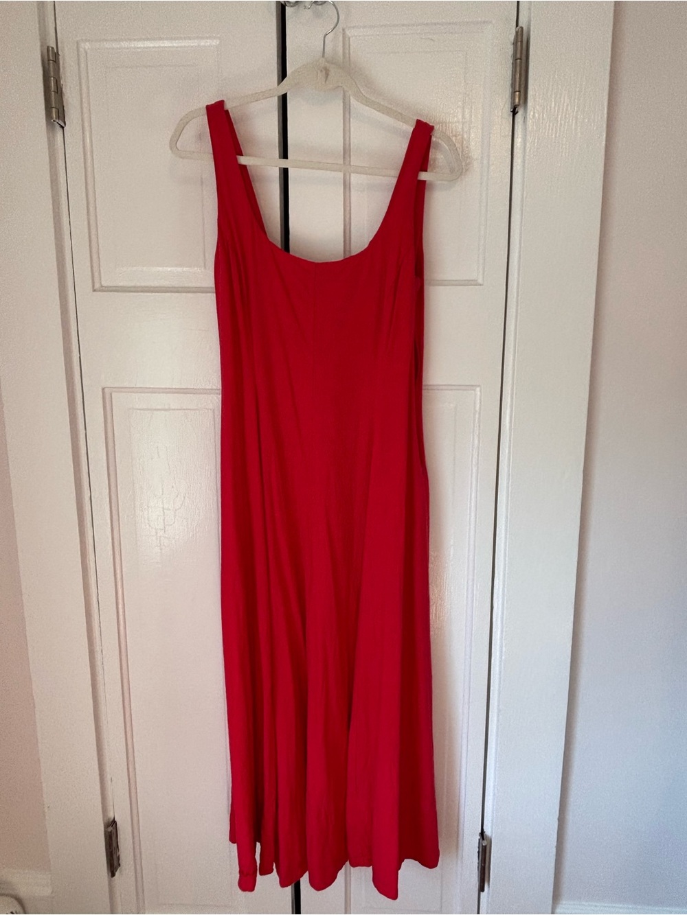 Linen Blend Midi Dress | Slipper Red